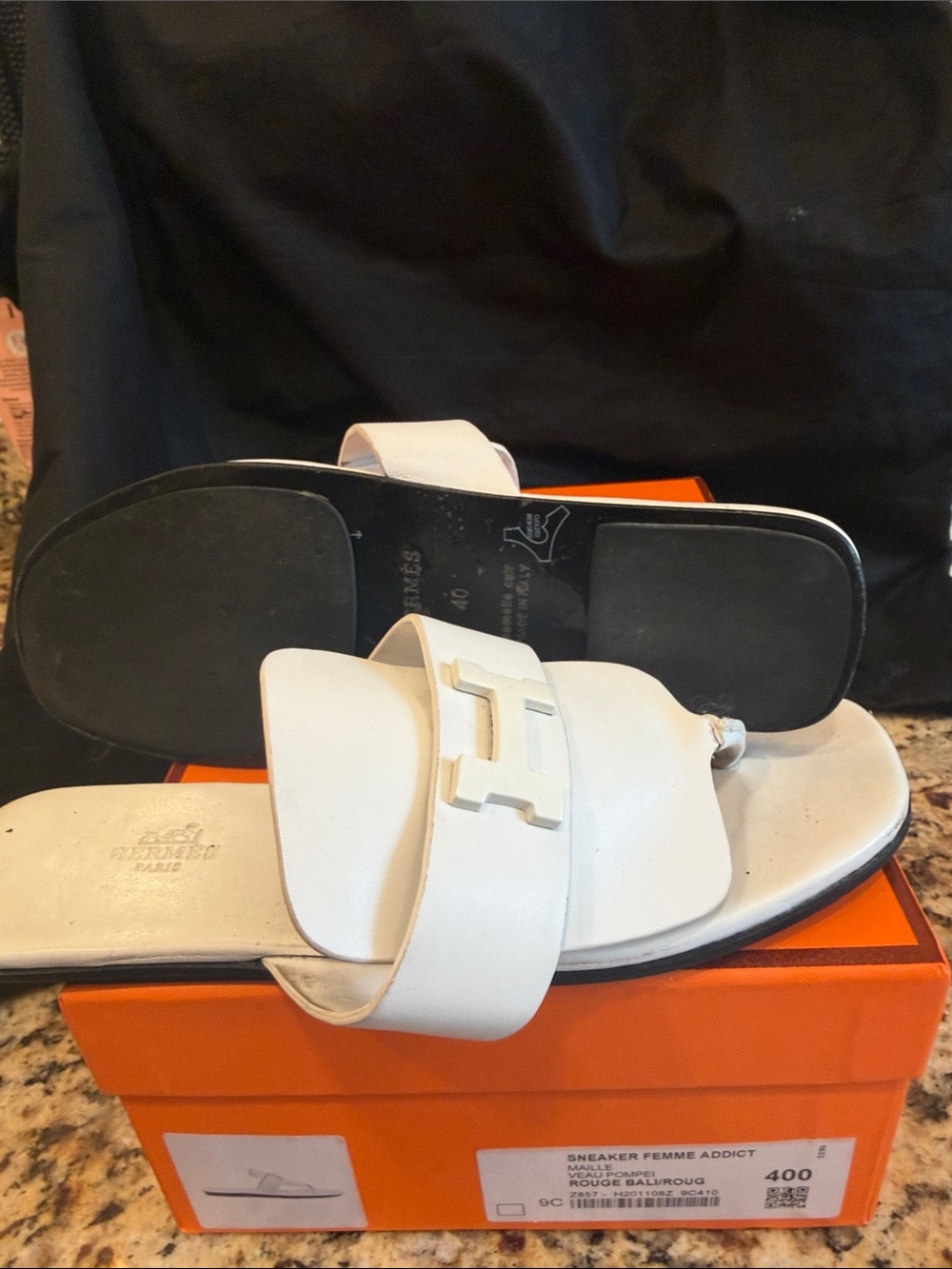Hermes White Leather Women Slide Sandals - Picture 6 of 13